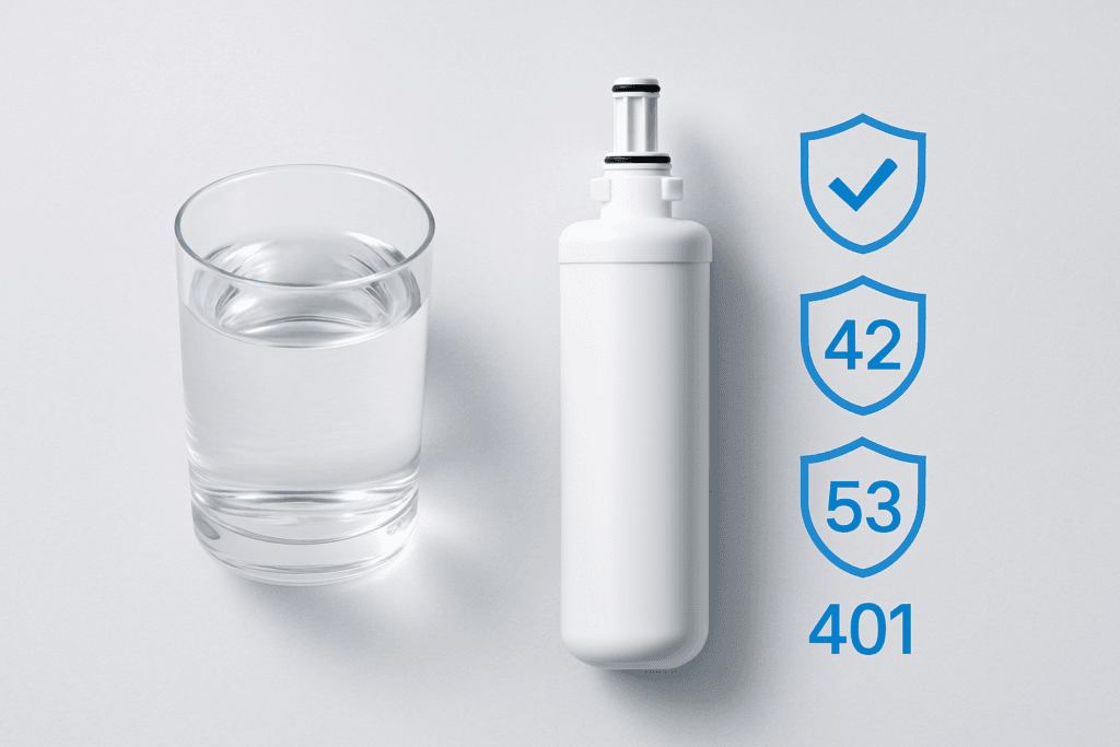 NSF 42, NSF 53 and NSF 401 water filter certification labels explained