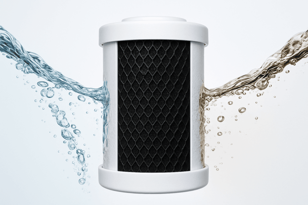 Refrigerator water filter removing lead from drinking water