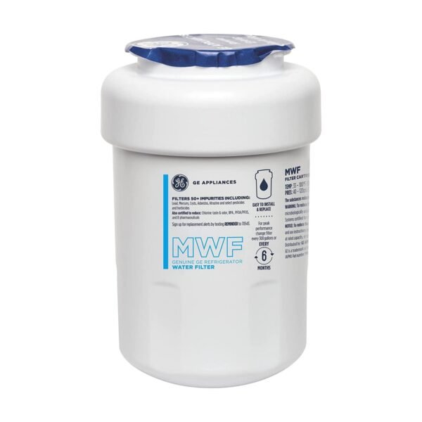 GE MWF refrigerator water filter, front view